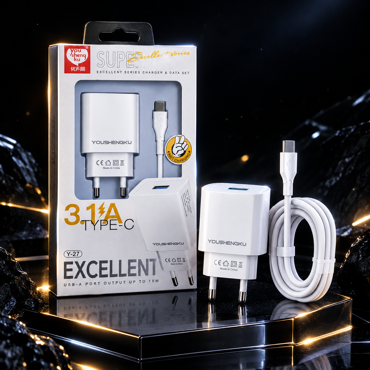 شارژر فست شارژ تایپ‌سی Y-27 همراه کابل اورجینال