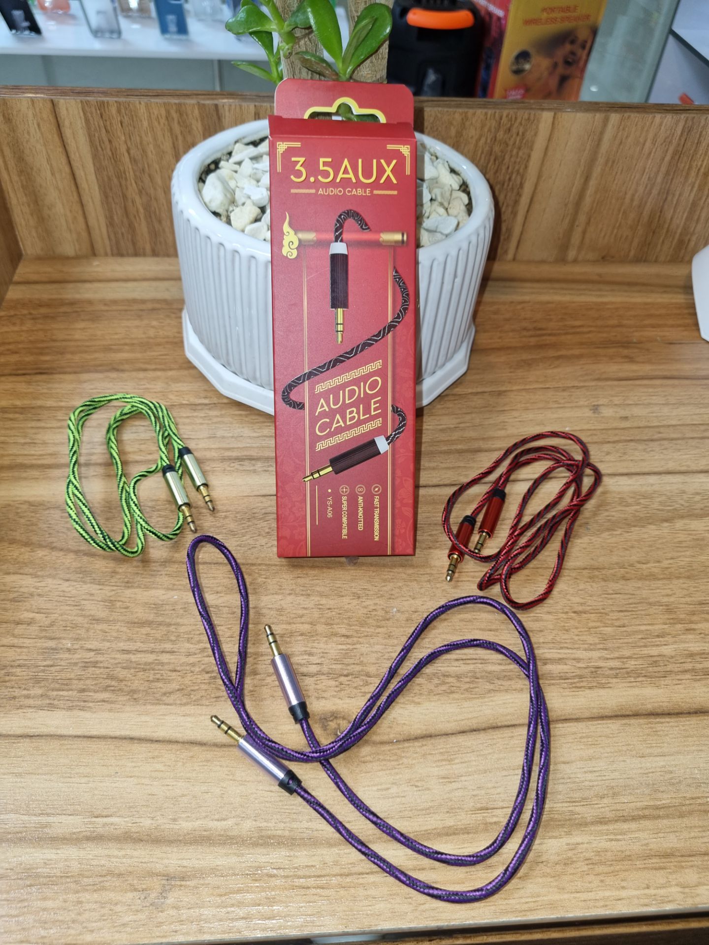 کابل صوتی AUX 3.5 میلی‌متری بافت‌دار + ضدگره‌خوردن + انتقال سریع صدا + رنگ بندی (سلطنتی)