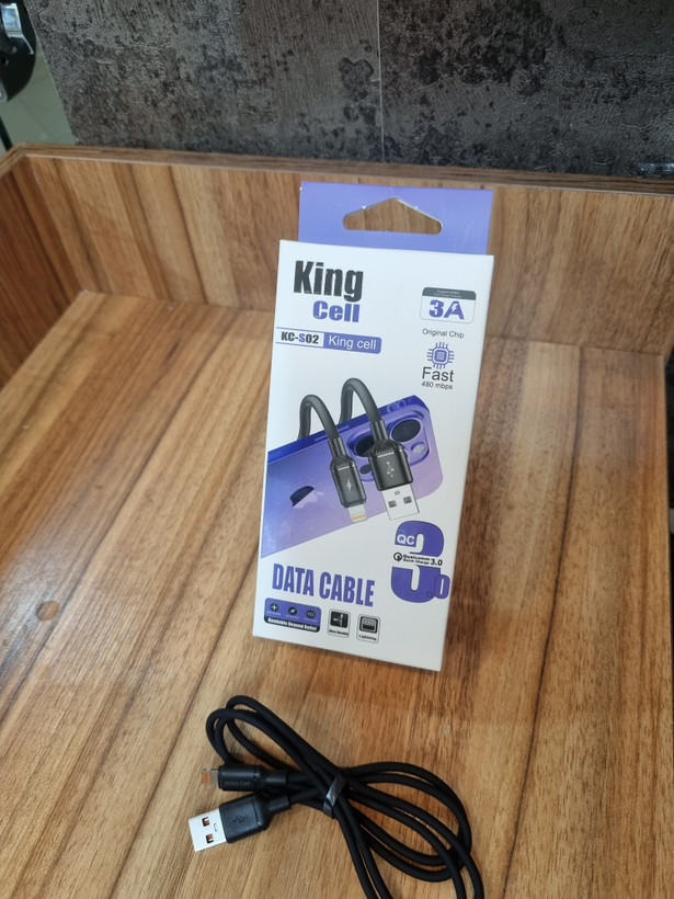 سیم شارژر آیفون و کابل دیتا کینگسل مدل KC-S02 لایتنینگ - شارژ ۳ آمپر، چیپ اورجینال، انتقال ۴۸۰Mbps